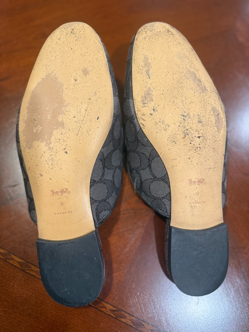 Coach Black Signature Jacquard Bow Backless Loafers 9B - Picture 4 of 11